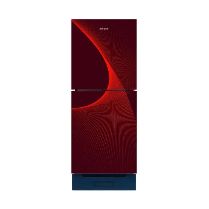 SINGER 215 LTR BOTTOM MOUNTED GLASS DOOR REFRIGERATOR | FBDS225-RG | RED