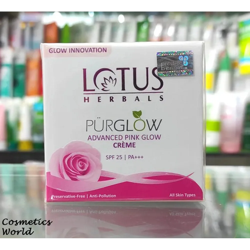 LOTUS HERBALS WHITEGLOW PUR GLOW ADVANCED PINK GLOW BRIGHTENING CREAM SPF 25 PA+++ - 35G (INDIA)