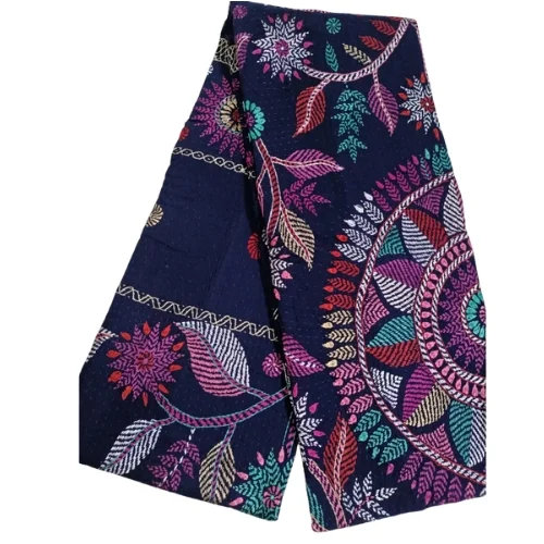 ARONG QUALITY RESHMI SUTAY KAJ KORA JAMALPURER OITIJJOBAHI NOKSHI KANTHA | NAVY BLUE