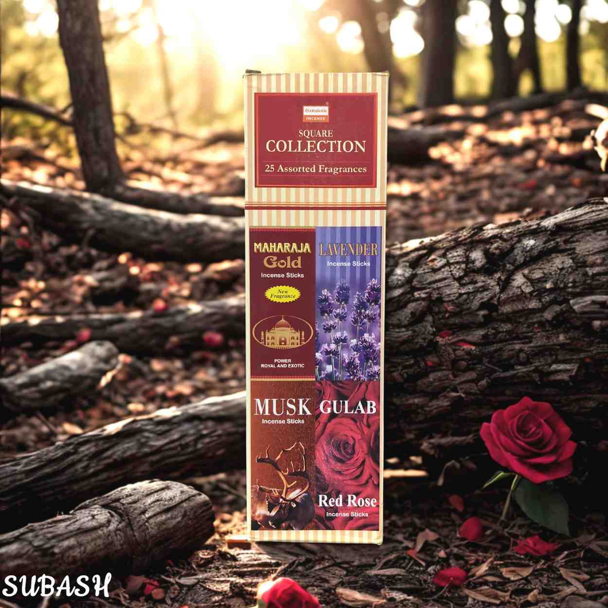 SQUARE COLLECTION ASSORTED INCENSE STICKS AGARBATTI (25 PCS)