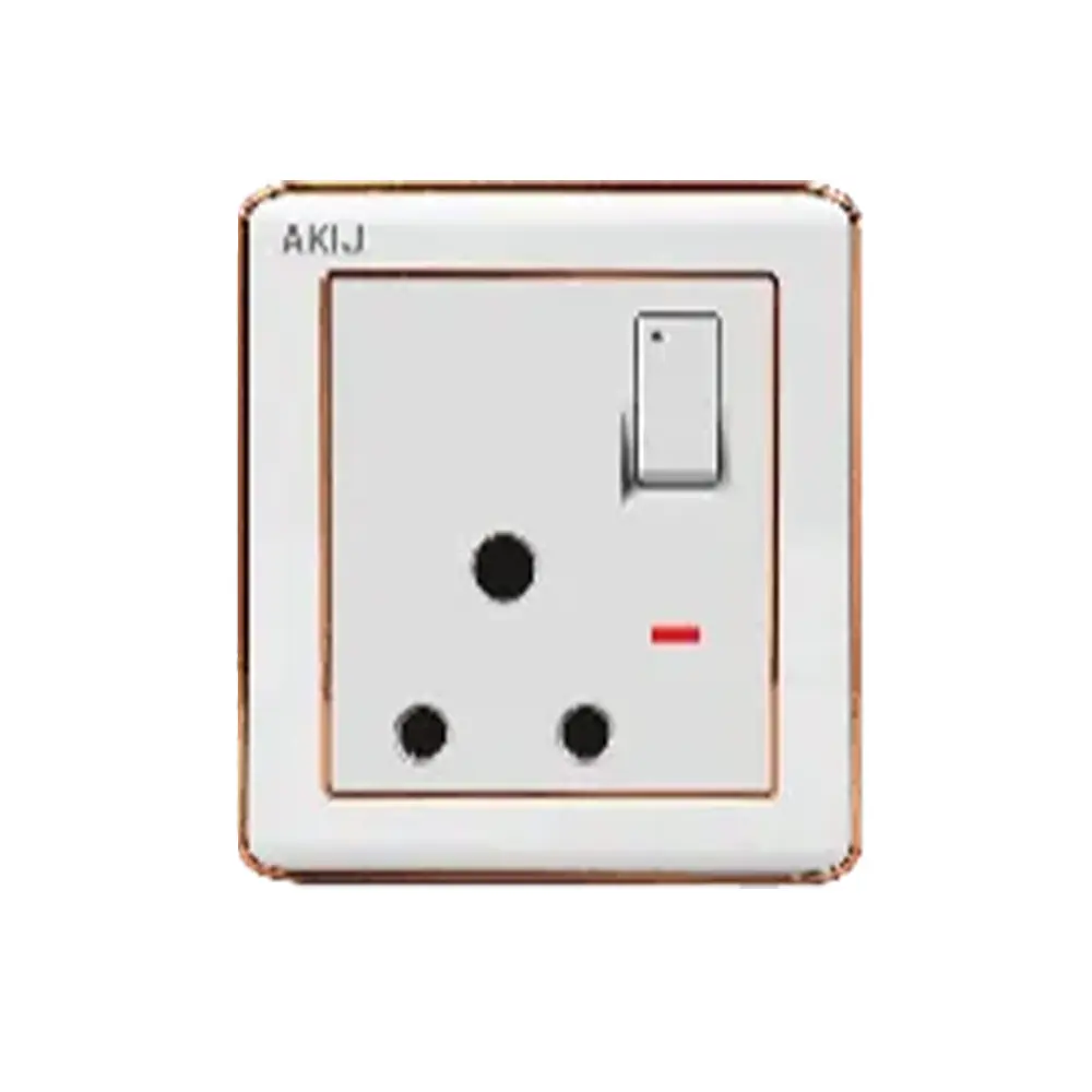 AKIJ DELIGHT 3 PIN ROUND SOCKET WITH SWITCH 15 A