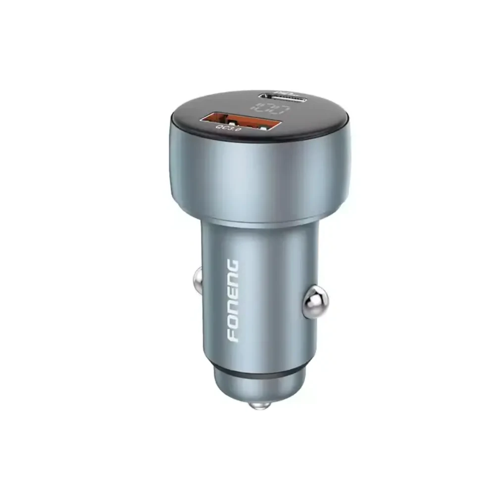 FONENG C18 48W DUAL-WAY FAST CHARGING ALUMINUM ALLOY SHELL CAR CHARGER | SILVER