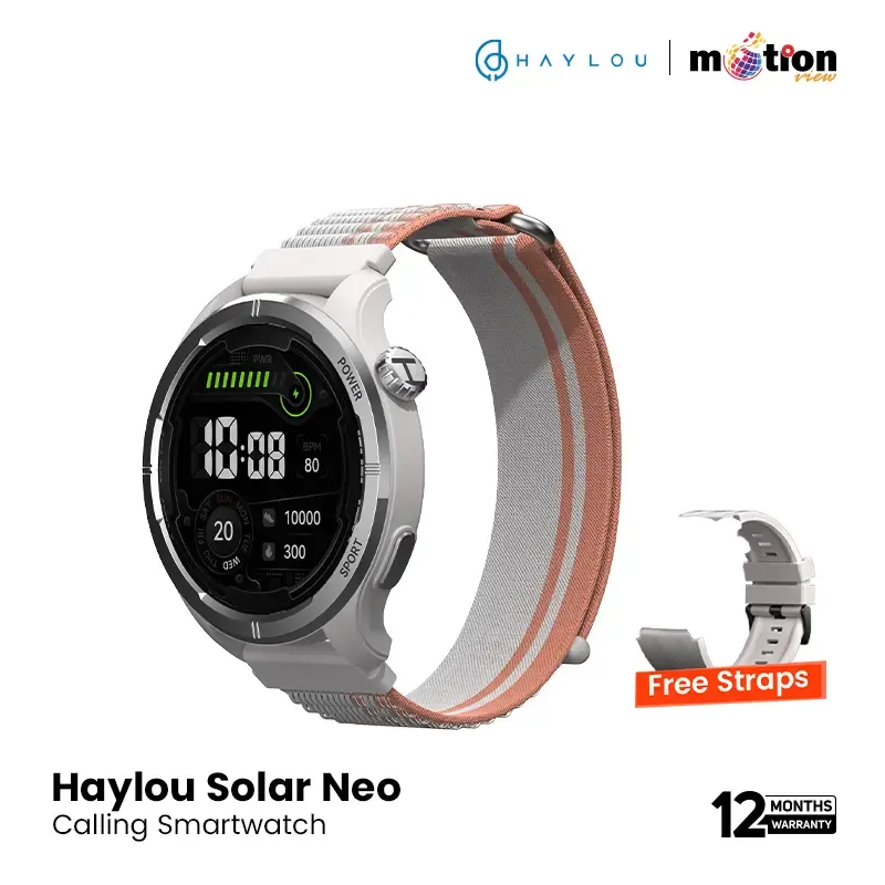 HAYLOU SOLAR NEO 1.53" BT CALLING SMART WATCH WITH SILICONE AND WOVEN STRAP