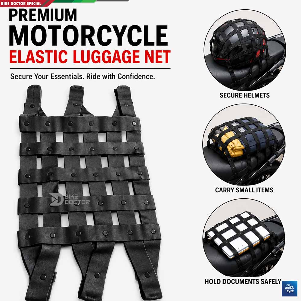 Motorcycle Elastic Luggage Net Heavy Duty Cargo Storage Net for Helmet, Bags, Touring Travel & Daily Riding