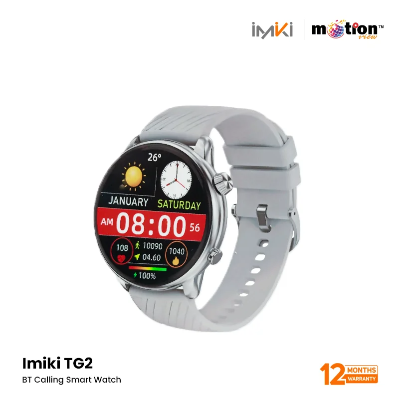 IMIKI TG2 1.43" AMOLED BT CALLING SMART WATCH | SILVER GREY