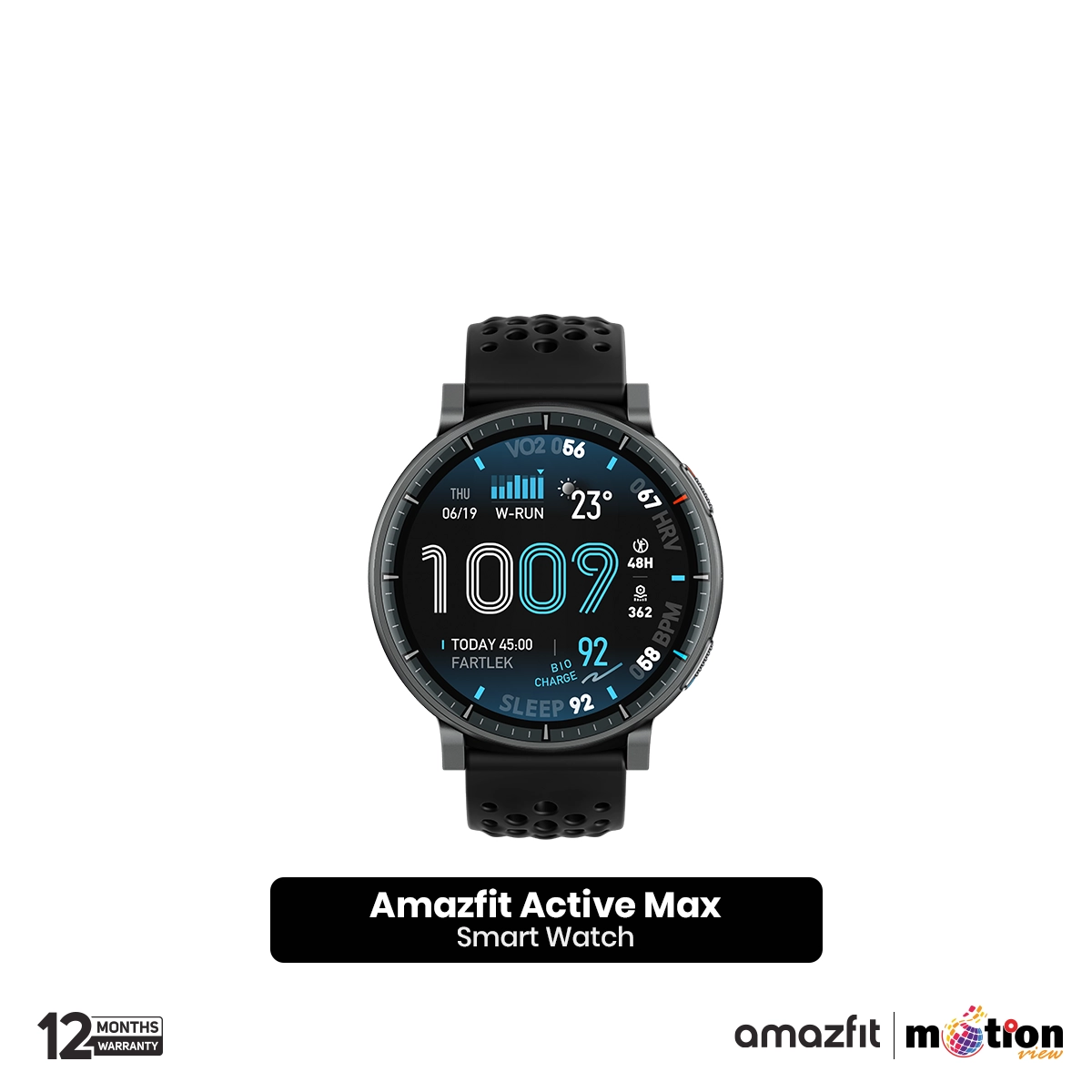 AMAZFIT ACTIVE MAX 1.5" AMOLED GPS SMART WATCH BLACK