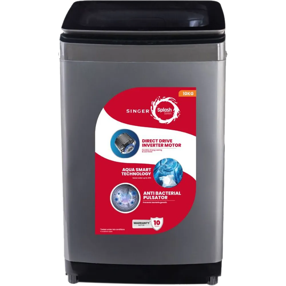 SINGER TOP LOADING DD INVERTER WASHING MACHINE 10 KG | SRWM-S300ATL100DSMJG1