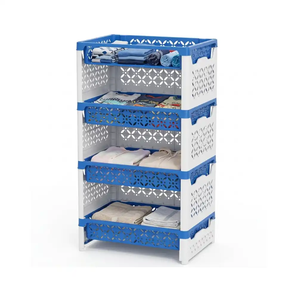 AKIJ PLASTIC FITFAT 4 STEP RACK | WHITE & BLUE
