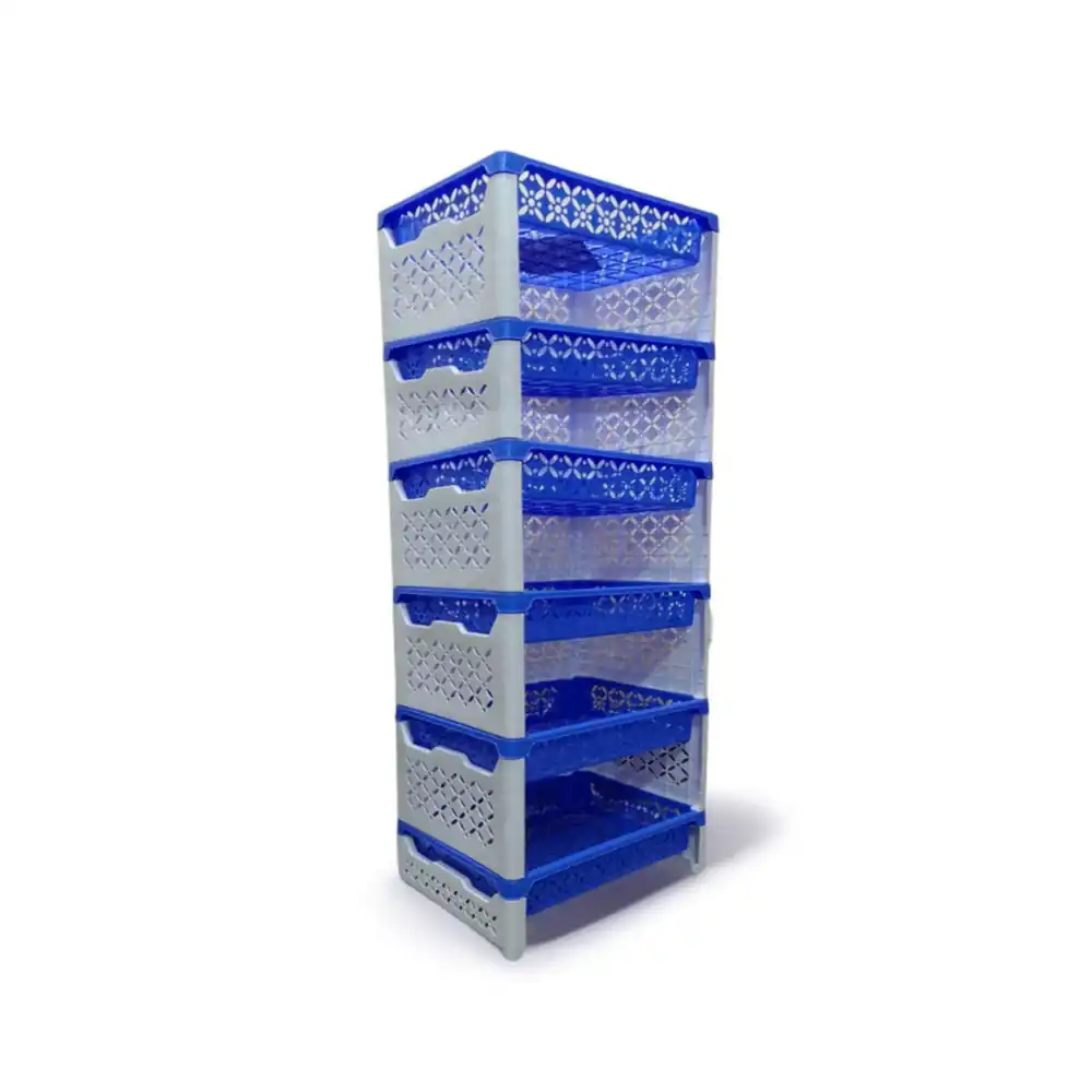 AKIJ PLASTIC FITFAT 6 STEP RACK | WHITE & BLUE