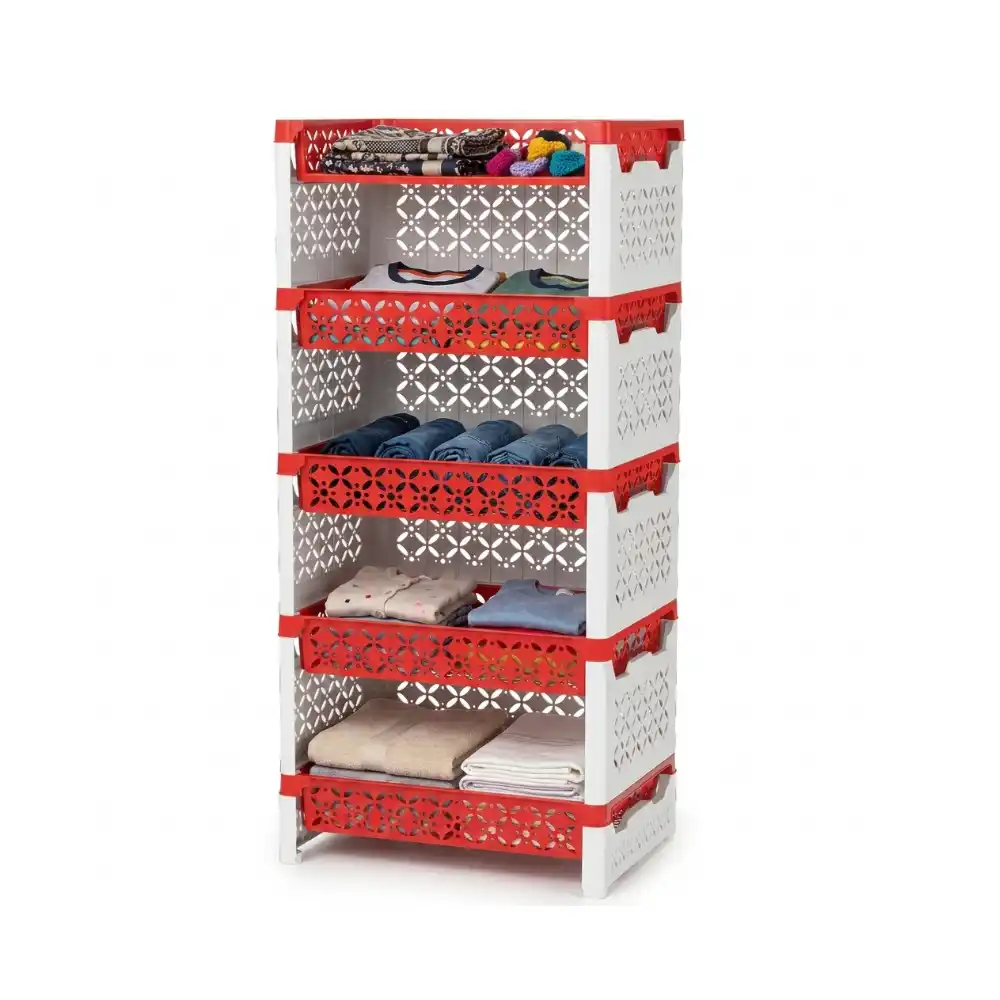 AKIJ PLASTIC FITFAT 5 STEP RACK | WHITE & RED
