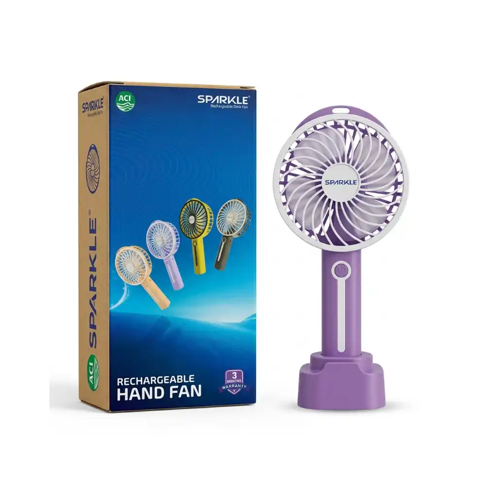 SPARKLE 3INCH RECHARGEABLE HAND FAN